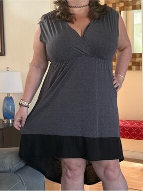 Delirious Gray and Black High-Low Dress
